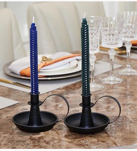 Black Retro Iron Taper Candle Holders for Farmhouse Decor Home,2 pcs - Image 4