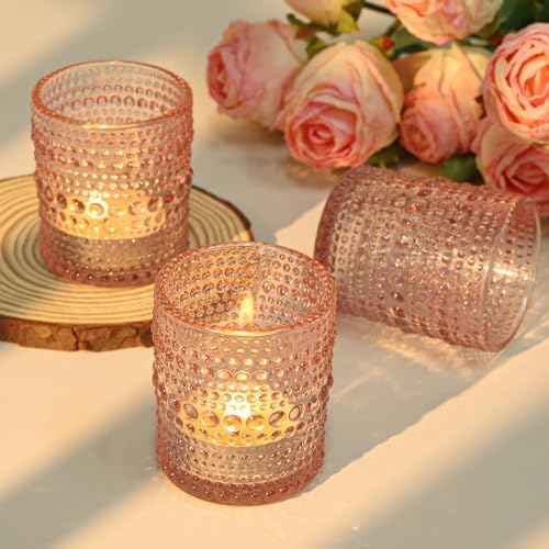 SUPMIND 24pcs Votive Candle Holders, Pink Glass TeaLights Holder Bulk - Image 3