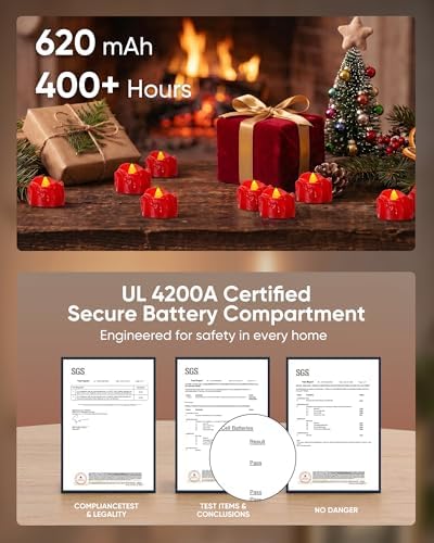 Homemory 24-Pack Red Remote Flameless Battery Tea Light Candles, 400+Hrs - Image 4