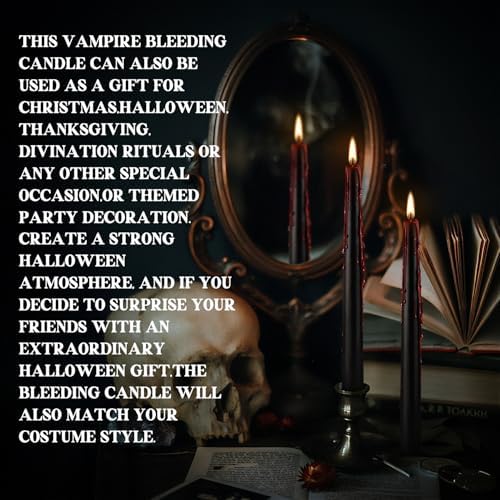 24 Pack 10-Inch Black Bleeding Taper Candles, Vampire Tears Dripping Effect Candles – Unscented Drip Style for Halloween, Christmas, Rituals, Gothic Wedding & Themed Party Decor - Image 5