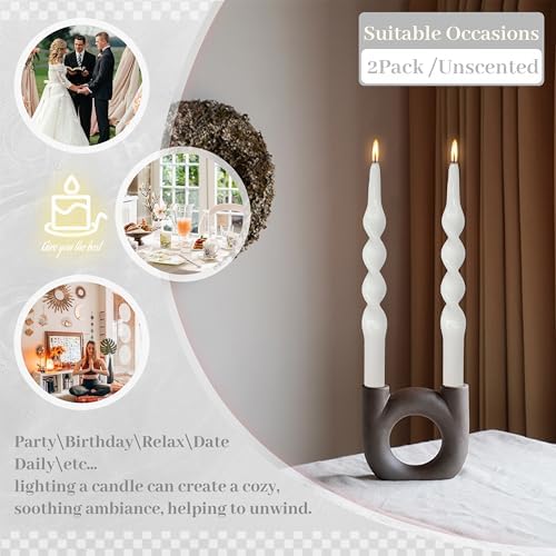 Unscented Spiral Twist Taper Candles 10 Inch Long White Candlesticks for Dinner Home Decor Wedding - Image 3