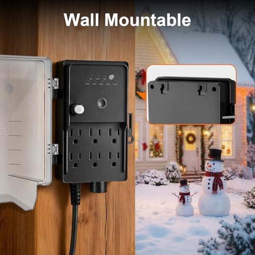 Outdoor Power Stake Waterproof Light Timer Dusk to Dawn 6 Outlets - Image 6