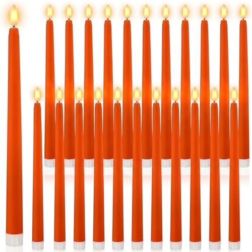 Macarrie 24 Packs Flameless Taper Candles Battery LED 11",Orange by Macarrie