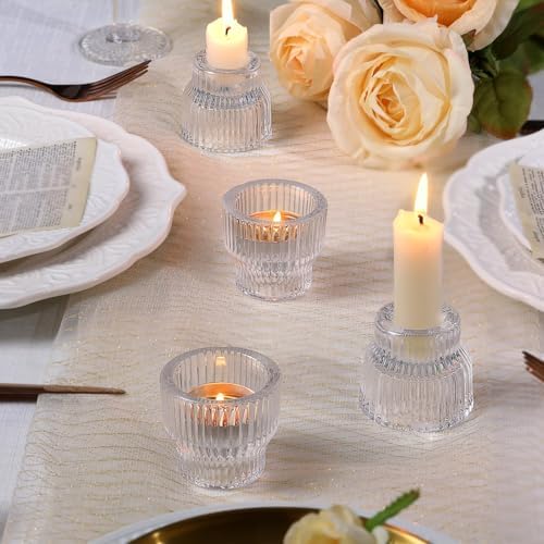 12 Pack Clear Taper Candle Holders, Glass Candlestick Holders - Image 5
