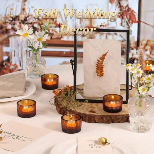 4 Pack Tealight Amber Candle Holders, Votive Tea Light Candle Holder - Image 4