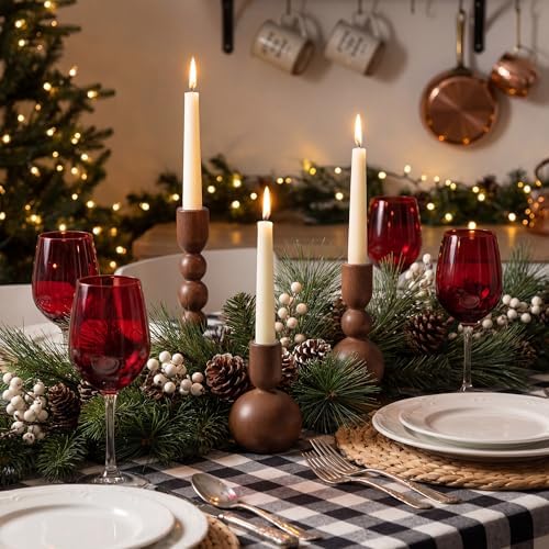 Tanlade 3 Pcs,Brown Wooden Candle Holders for Pillar Candle Stands - Image 6