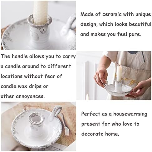 Candle Holder Ceramic Candlestick Holder, Candlelight Stand for Spell Candles, Taper Candles, and Incense, Halloween Christmas Dining Room Home Decoration Display - Image 3