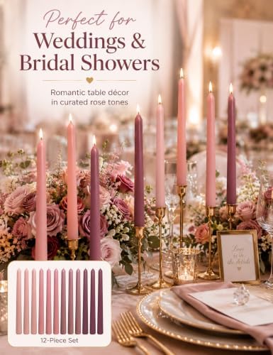 Gradient Dusty Rose Taper Candles for Dinners Parties Home Décor - Image 4