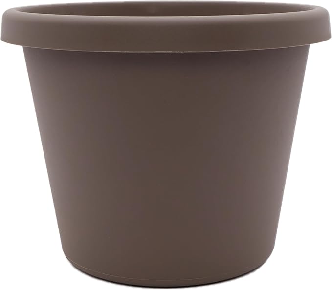 The HC Companies Prima Round Plastic Plant Pot w/Rolled Rim - Lightweight & UV Resistant Flower Pot for Herbs & More - Outdoor & Indoor Plant Pots w/Drainage (6 inch, Cappuccino, Pack of 1)