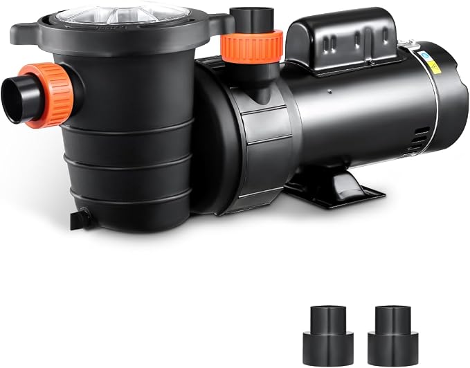 VEVOR Above Ground Pool Pump, 2HP/0.44HP, Dual Speed Swimming Pool Pump, High 118 GPM 56 ft Lift, Low 57 GPM 14 ft Lift, 110V 3450 RPM with Strainer Basket, 122°F Max Water Temp, for Hot Tubs Spas