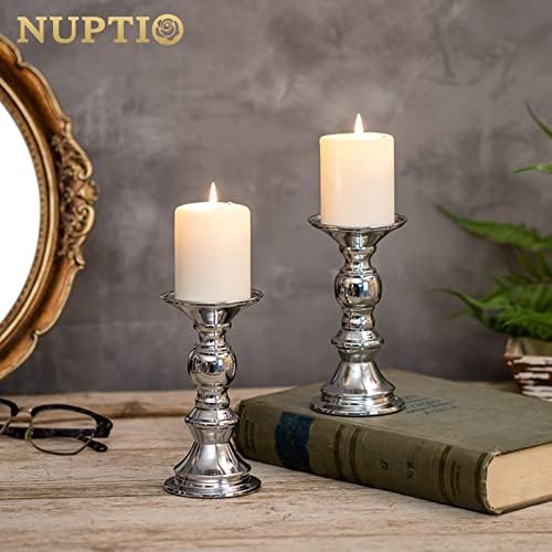 NUPTIO Silver Pillar Candle Holders: Centerpieces for 2 inches Candles - Image 7