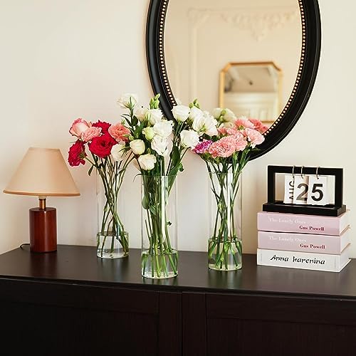 7pcs Glass Cylinder Vases for Centerpieces - 10 Inch Tall Glass Vases for Flowers, Hurricane Candle Holders Floating Candle Vase for Table Centerpiece Formal Dinners Home Decor - Image 3