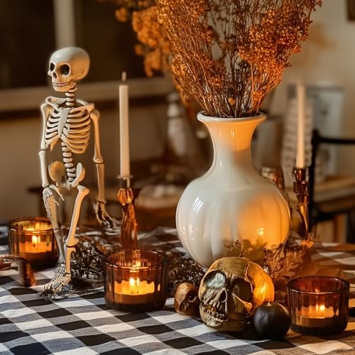 Homemory 24 Pcs Tealight Candle Holders, Amber Votive Candle Holders, Glass Candle Holder for Table Centerpiece, Wedding, Baby Shower, Birthday, Party, Halloween, Christmas - Image 6