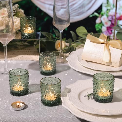 Lanttu 12 Pack Green Votive Candle Holders 2.2"*2.6" Tealight Candle Holder - Image 3