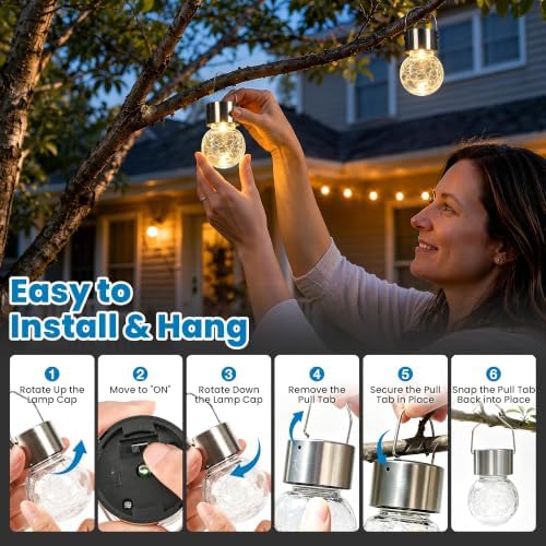 SOLPEX Hanging Solar Lights for Outside Garden Solar Hanging Lanterns 8 Pc - Image 3