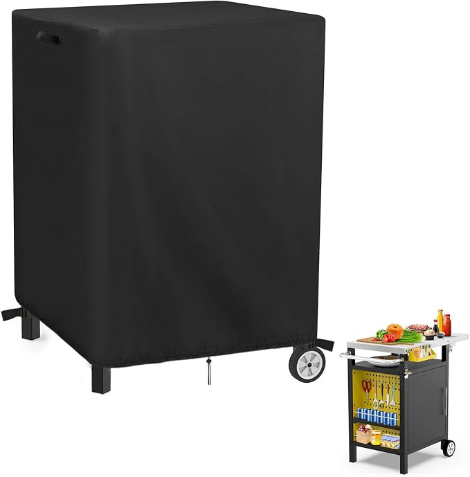 Outdoor Patio Table Cover for 28 inch Kitchen Island Prep Table, Waterproof Service Cart Covers Rolling Tool Cart Covering - 28"L×25"W×34"H, Black