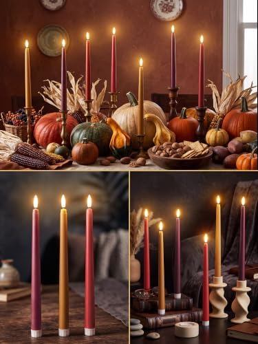 Treela 24 Pcs Flameless LED Taper Candles, Fall, 11 Inch, Warm Color - Image 3
