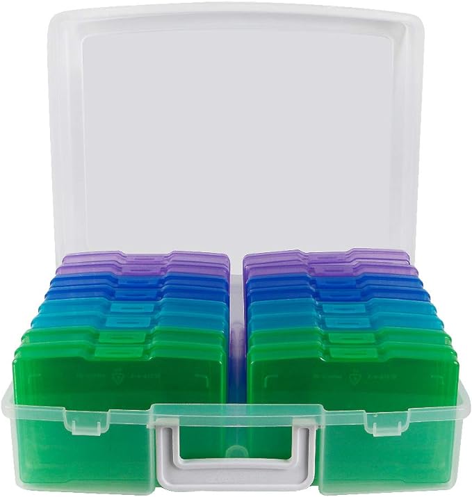 novelinks Photo Storage Box and 16 Inner 4" x 6" Photo Storage Containers | 1Pack Color, Photo Albums 4x6 Pictures, Photo Organizers and Storage, Card Game Storage, Task Boxes for Special Education