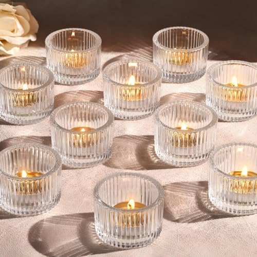 Lanttu 12 Pcs Clear Tealight Candle Holder 2'' x 1.4'' - Image 3