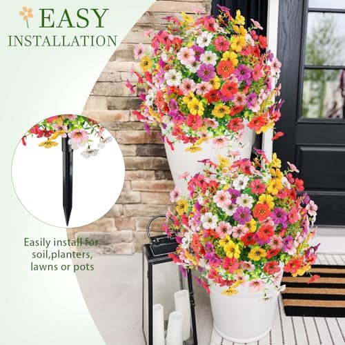 2 Pack 23" Artificial Flower Topiary Balls with Ground Spikes - Image 6