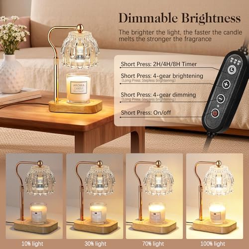 Candle Warmer Lamp with Timer Dimmer, Wax Melts Warmer Lamp for Gift, Clear - Image 2