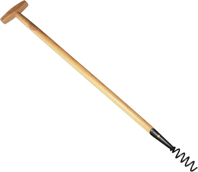 DeWit Long Handle Corkscrew Weeder – 40" T-Grip Boron Steel Garden Tool – Ergonomic Weed Remover & Compost Aerator – Deep Root Dandelion Puller – Durable, Rust-Resistant