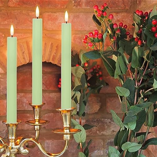 Wondise Green Flameless Flickering Taper Candles with Remote and Timer - Image 5