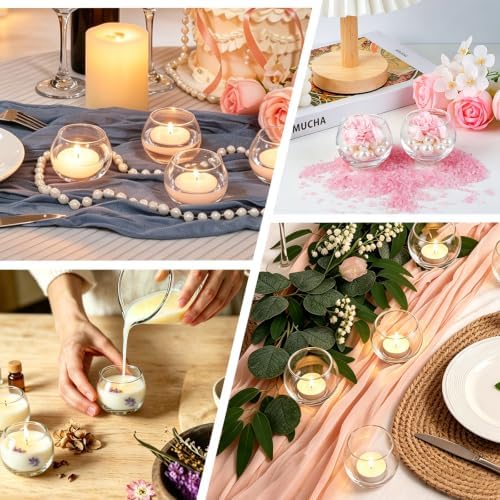 PINIWON 40pcs Clear Glass Round Votive Candle Holders, 2''×2'' - Image 3