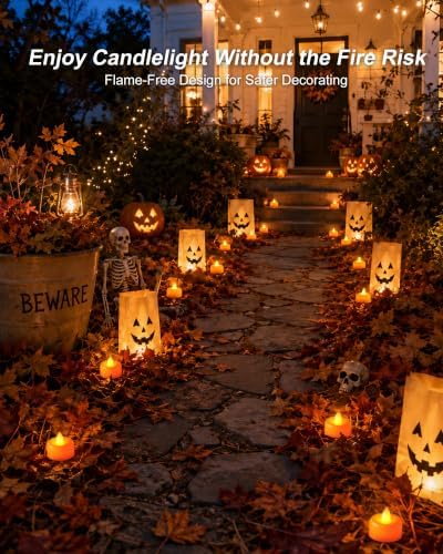 Amagic 12Pack Halloween Orange LED Tea Lights Candles Battery Operated - Image 5