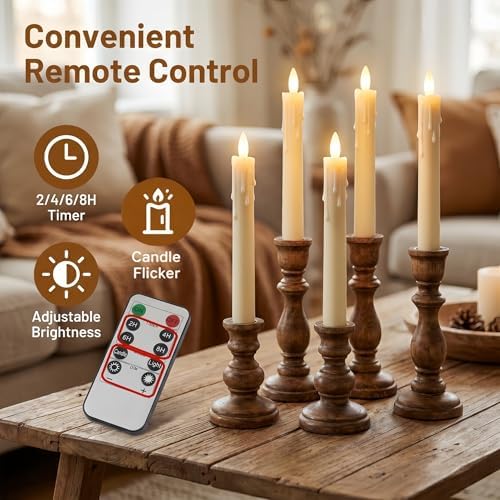 Flameless taper candles, 6.7in battery operated candles for home decoration - Image 2