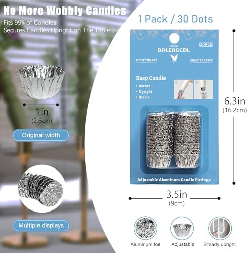 Taper Candle Fittings Protective Candle Holder Liner for Upright Candles Aluminum Foil Candle Holder for Wedding Holiday Party Church Home Decoration 30x - Image 2