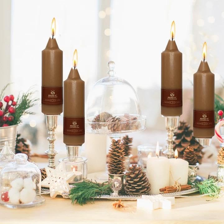 4 PCS Short Taper Candles Brown Candle Tapers Candle Sticks 5 inch for Dinner Household Wedding Party Home Décor Candles - Image 2