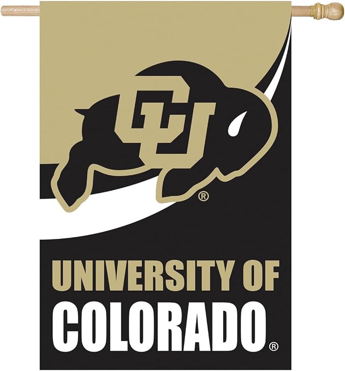 NCAA University of Colorado House Flag, 28 x 44, Double Sided Garden Flags for Outside, Outdoor College Flags & Banners for Gardens Patio, Indoor Wall Decor Flag for Room