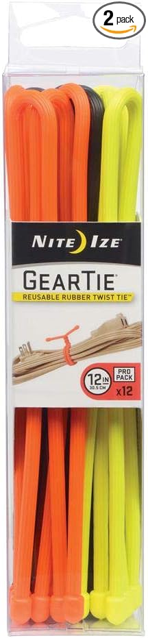 Nite Ize GTPP12-A1-R8 12" Gear Tie® ProPack Assorted 12 Count
