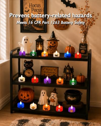 Amagic 24Pack Halloween Multicolor LED Tea Lights Candles with DIY Stickers - Image 6