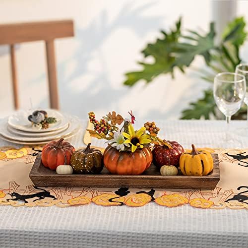 Hanobe Decorative Wooden Tray Long Narrow Centerpiece Candle Holder - Image 5