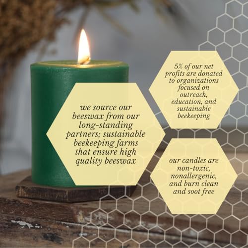 Big Dipper Wax Works 100% Beeswax Pillar Candle, 3 x 3.5 in, Moss Green - Image 5