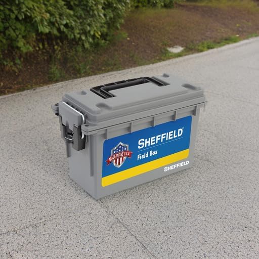 Sheffield Ammo Box Made in USA, Stackable Lockable Ammo Storage Box, Gray | Lockable Storage Box, Water and Dust Resistant Dry Box, Secures Hunting Gear, Gun Accessories, Supplies, and Bullets