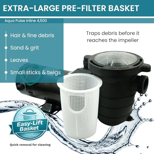 Half Off Ponds 4,500 GPH Pool and Garden Pond Pump, 3/4 HP | Energy-efficient 3/4 HP pump, 4500 GPH, quiet heavy-duty motor, thermal protection, includes oversized basket