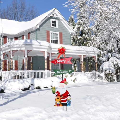 Christmas Decorations Outdoor Yards Signs, 47" Metal Xmas Santa Claus Signs - Image 6