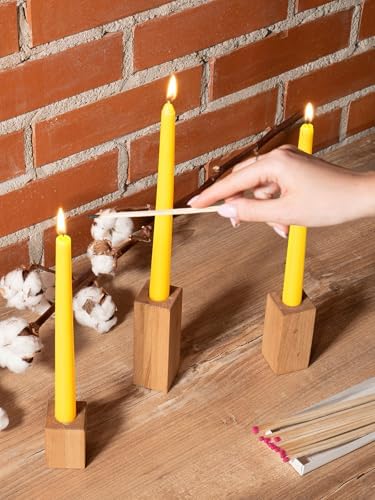 CANDWAX 12 inch Yellow Taper Candles Set of 12 - Unscented Smokeless Dripless Yellow Candles - Perfect for Home Décor, Special Occasions and Ordinary Dinners - Easter Candlesticks - Image 6