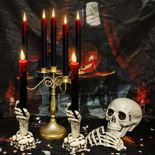Wondise Halloween Black Flameless Taper Candles with Remote and Timer - Image 4