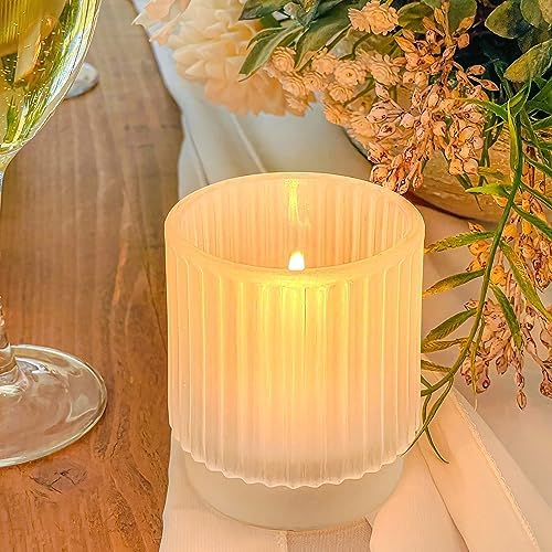 Kate Aspen Vintage Fluted Frosted Glass Tealight Votive Candle Holders (Set of 6), Rustic Decor, Boho Decorations, Shelf Decoration, Classic Look | Perfect Hostess Gift - Image 4
