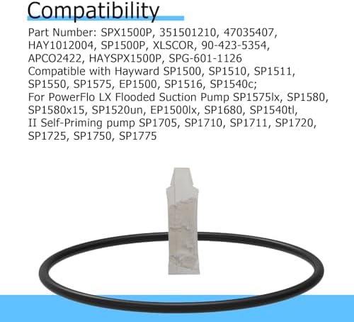 SPX1500P Pool Pump O-Ring Compatible with Hayward Above Ground Pump Strainer Cover Gasket for PowerFlo O Rings Replacement for TurboFlo with 5 Grams Grease, 3 Pack