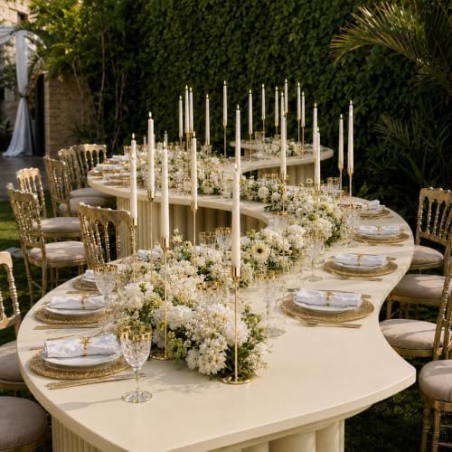 NLBTW 12 Pcs Gold Taper Candle Holder Bulks for Wedding Party Home Decor - Image 2