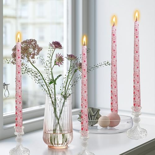 10 inch Long Candle Blue Quicksand Taper Candles Printed Candlestick Handmade Unscented Taper Candle 4 Pack Smokeless Tapered Candles for Home Dinner Wedding Holiday - Image 2