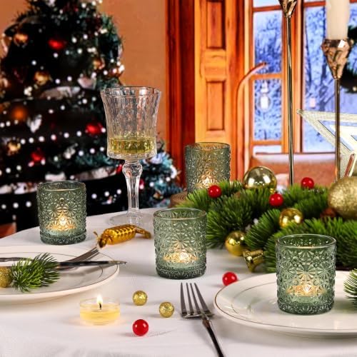 Lanttu 12 Pack Green Votive Candle Holders 2.2"*2.6" Tealight Candle Holder - Image 5