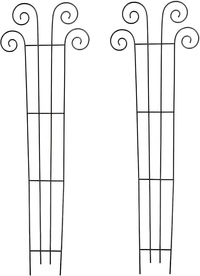Hosley's 48" High Set of 2 Wave Iron Trellis Ideal Gift for Floral Arrangements Wedding or Party and Use Next to Structures Home or Office or in Planters for Growing Floral Plants Vines and Vegetables