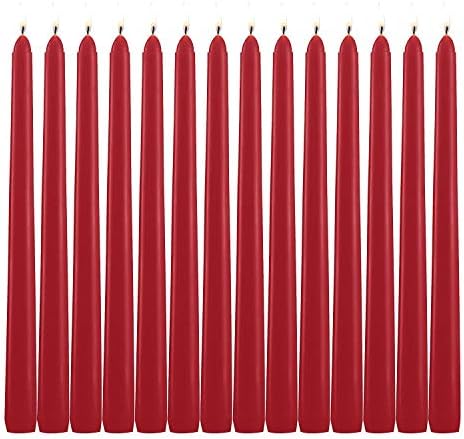 14 Pack Tall Red Taper Candles - 10 Inch Red Dripless, Unscented Dinner Candle - Paraffin Wax with Cotton Wicks - 8 Hour Burn Time. by HELLY