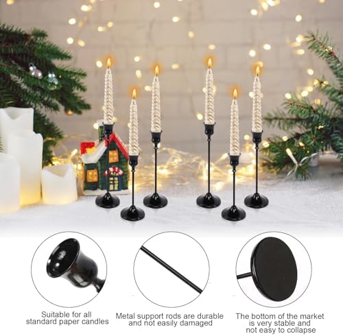 12pcs Black Candle Holder, Black Candlestick Holders Taper Candle Holders for Pillar Candles Sticks Holder Decor Halloween Christmas Decorations Candle Stick Holder Candelabros para Centros de Mesa - Image 3